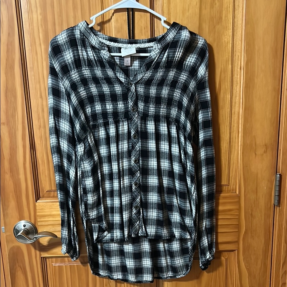 Knox Rose Black and White Checkered Top